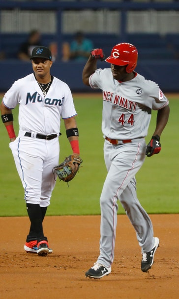 Aquino's 13th HR in month ties rookie mark, Reds top Marlins